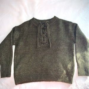 Long Sleeve Corset-Tie-Up Style Sweater